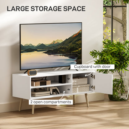 TV Stand up to 55 Inches, TV Unit with Open Shelves and Cable Holes - White