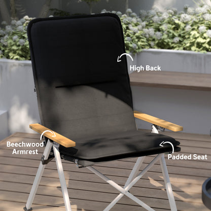 Portable Camping Chair for Adults, High Back Folding Chair with Padded Seat and Carry Bag, Outdoor Recliner for Hiking