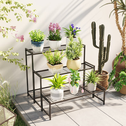 Three-Tier Metal Plant Shelf - Black
