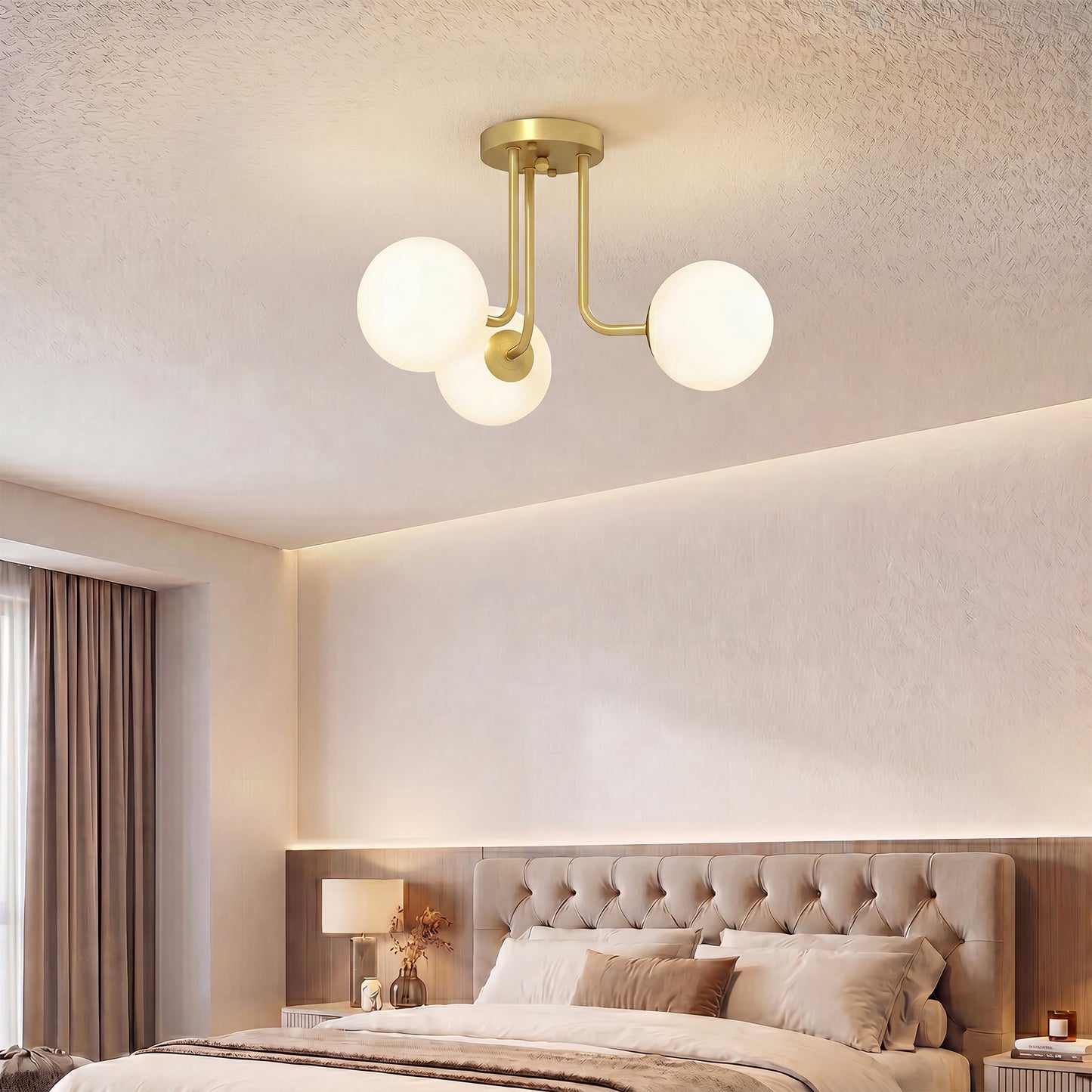 LED Ceiling Light with Globe Shades, Modern 3-Light Ceiling Light with G9 Sockets for Living Room, Bedroom, Dining Room