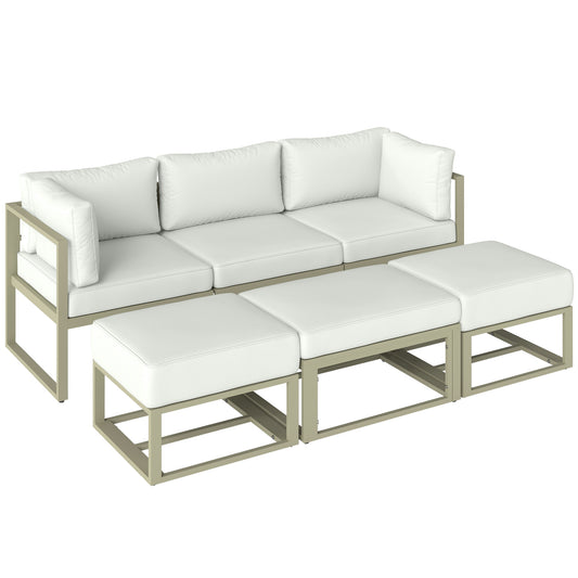 Garden Daybed, 6 Piece Outdoor Sectional Sofa Set, Aluminium Patio Conversation Furniture Set with Coffee Table