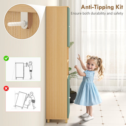 Bathroom Cabinet with Adjustable Shelves and Open Shelves - Green