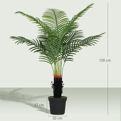 120cm Artificial Areca Palm Tree with 9 PE Leaves, Decorative Artificial Plant with Plastic Pot and Flocked Soil