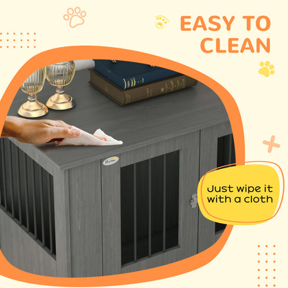 Dog Crate Table for Medium and Large Dogs with Magnetic Door for Indoor Use, 95 x 55 x 75 cm, Grey