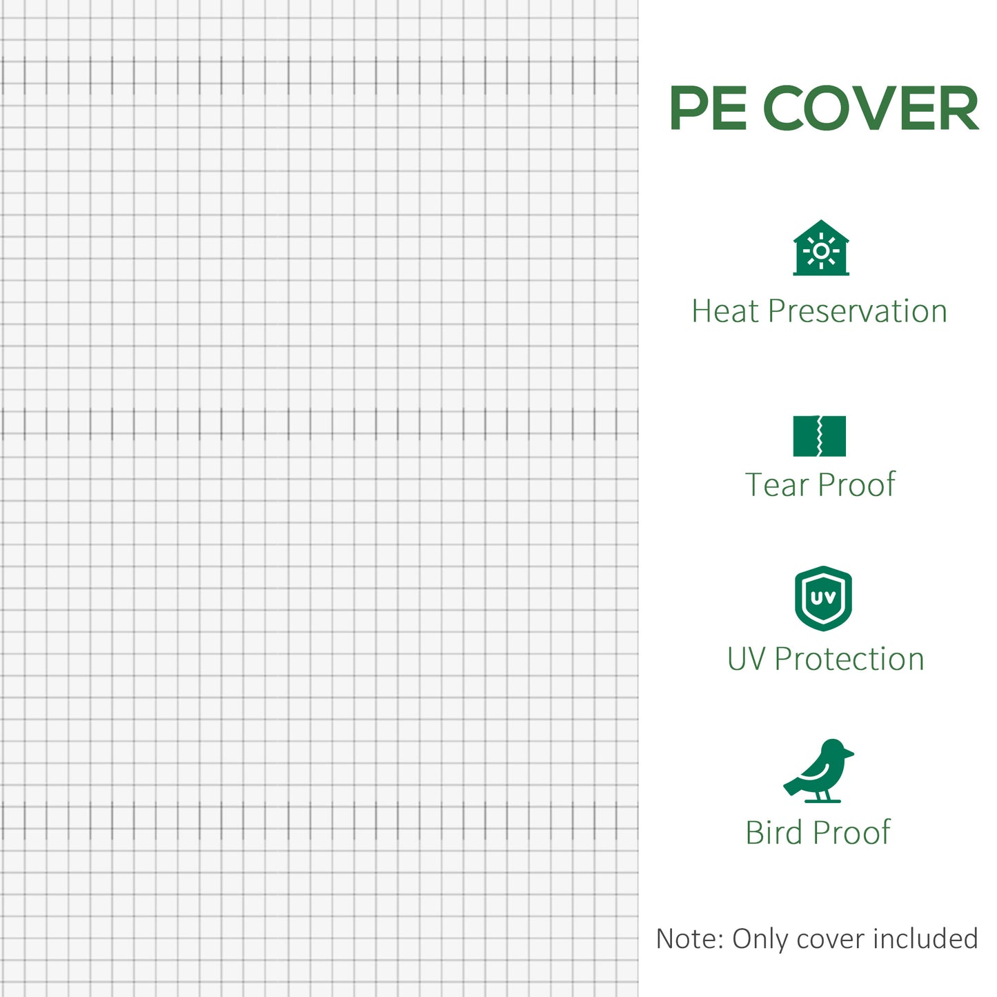 3 x 2 x 2m Polytunnel Greenhouse Replacement Cover ONLY Winter Garden Plant PE Cover for Tunnel Walk-in Greenhouse with Roll