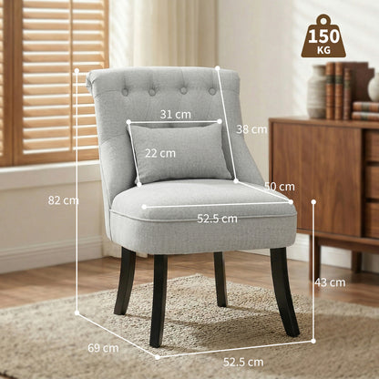 Fabric Single Sofa Dining Chair Tub Chair Upholstered W/ Pillow Solid Wood Leg Home Living Room Furniture Grey