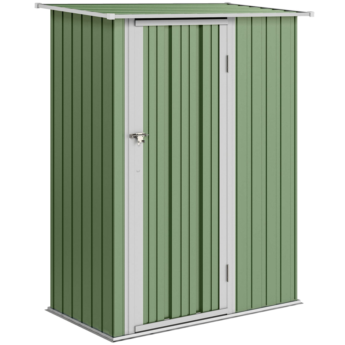 5ft x 3ft Garden Storage Shed, Galvanised Outdoor Metal Shed Waterproof with Sloped Roof, Lockable Door for Patio Tools