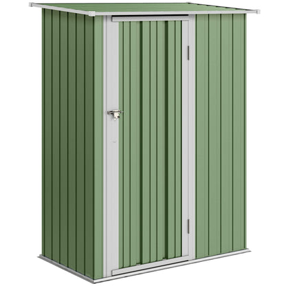 5ft x 3ft Garden Storage Shed, Galvanised Outdoor Metal Shed Waterproof with Sloped Roof, Lockable Door for Patio Tools