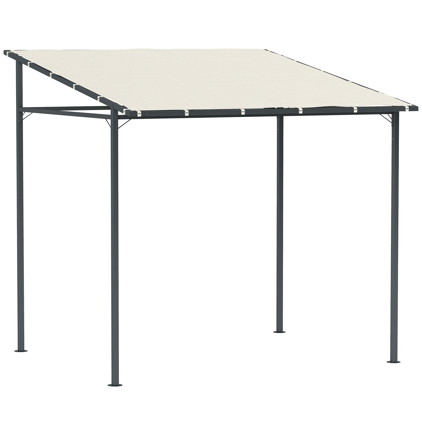 2.4 x 2.4 m Wall Mounted Pergola Gazebo with PA Coating Fabric and Metal Frame, UPF30+, Lean to Garden Gazebo