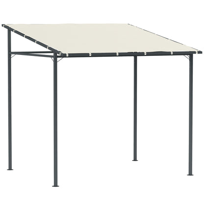 2.4 x 2.4 m Wall Mounted Pergola Gazebo with PA Coating Fabric and Metal Frame, UPF30+, Lean to Garden Gazebo
