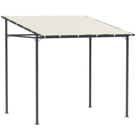 2.4 x 2.4 m Wall Mounted Pergola Gazebo with PA Coating Fabric and Metal Frame, UPF30+, Lean to Garden Gazebo