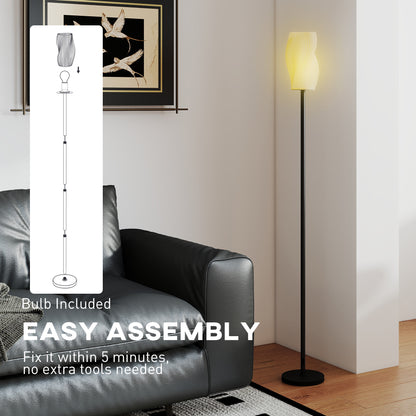 Floor Lamp for Living Room, 3D Printed Modern Standing Lamp with Flowing Curved Shade, 3 Colour Temperature & Foot Switch