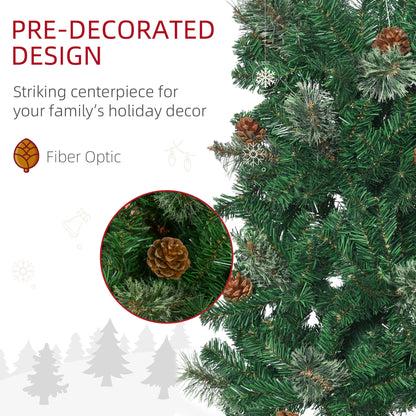 6.5FT Tall Pencil Slim Artificial Christmas Tree with Realistic Branches, Tip Count and Pine Cones, Pine Needles Tree