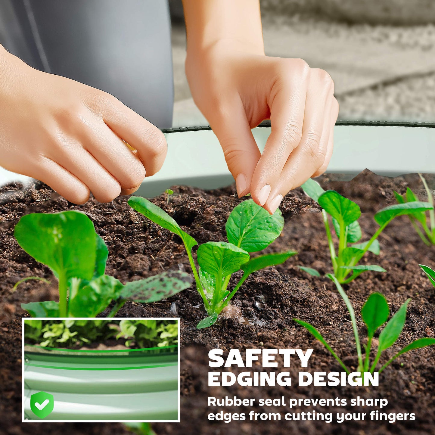 Set of 2 Raised Garden Bed, Metal Planter Box with Safety Edging, Easy-to-assemble Stock Tank, Green