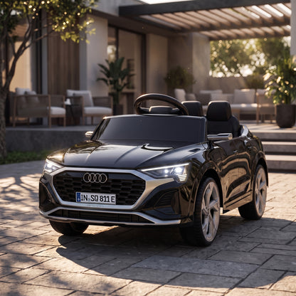 Audi Q8 etron Sportback Licensed Ride on Car with Remote Control, Four-Wheel Suspension, Soft Start for Ages 3-4, Black