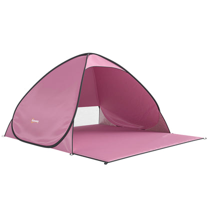 Pop up Beach Tent, UV 50+ Sun Shelter with Carry Bag, 2x1.5m for 2-3 Person, Pink