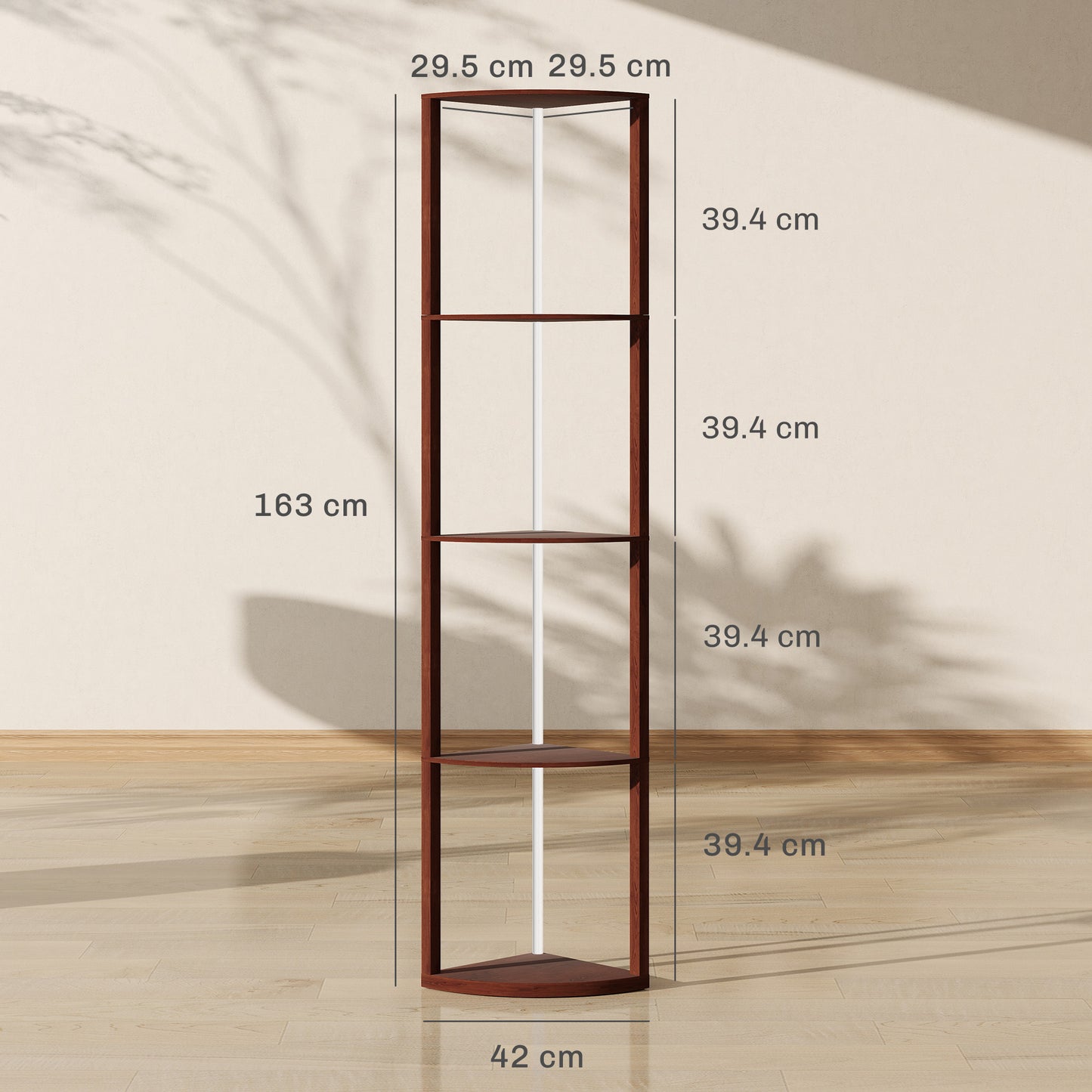 RGB Standing Lamp with Shelves, 4-Tier LED Floor Lamp with Multiple Lighting Modes, Brown
