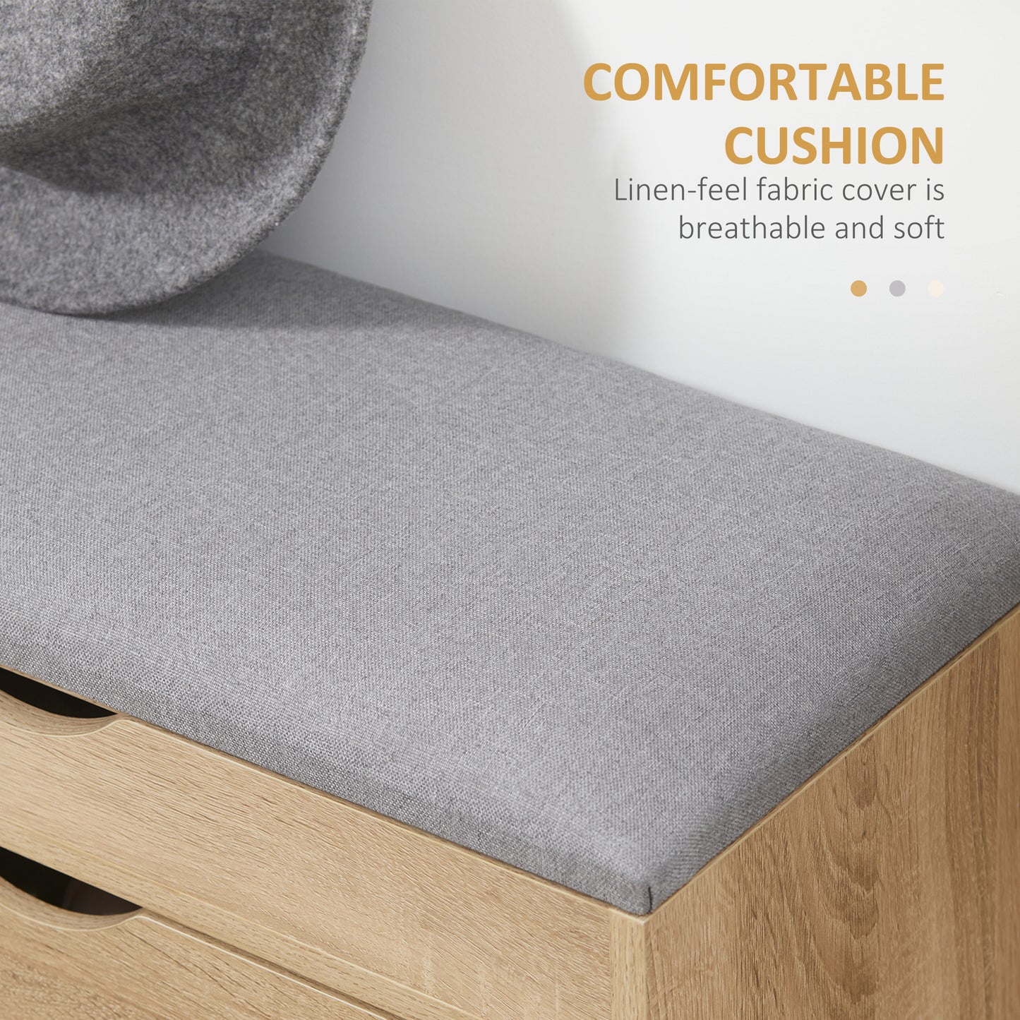 Shoe Bench with Cushion for 4 Pair of Shoes, Storage Bench with Padded Seat, Flip-up Cabinet and Hidden Space for Entryway