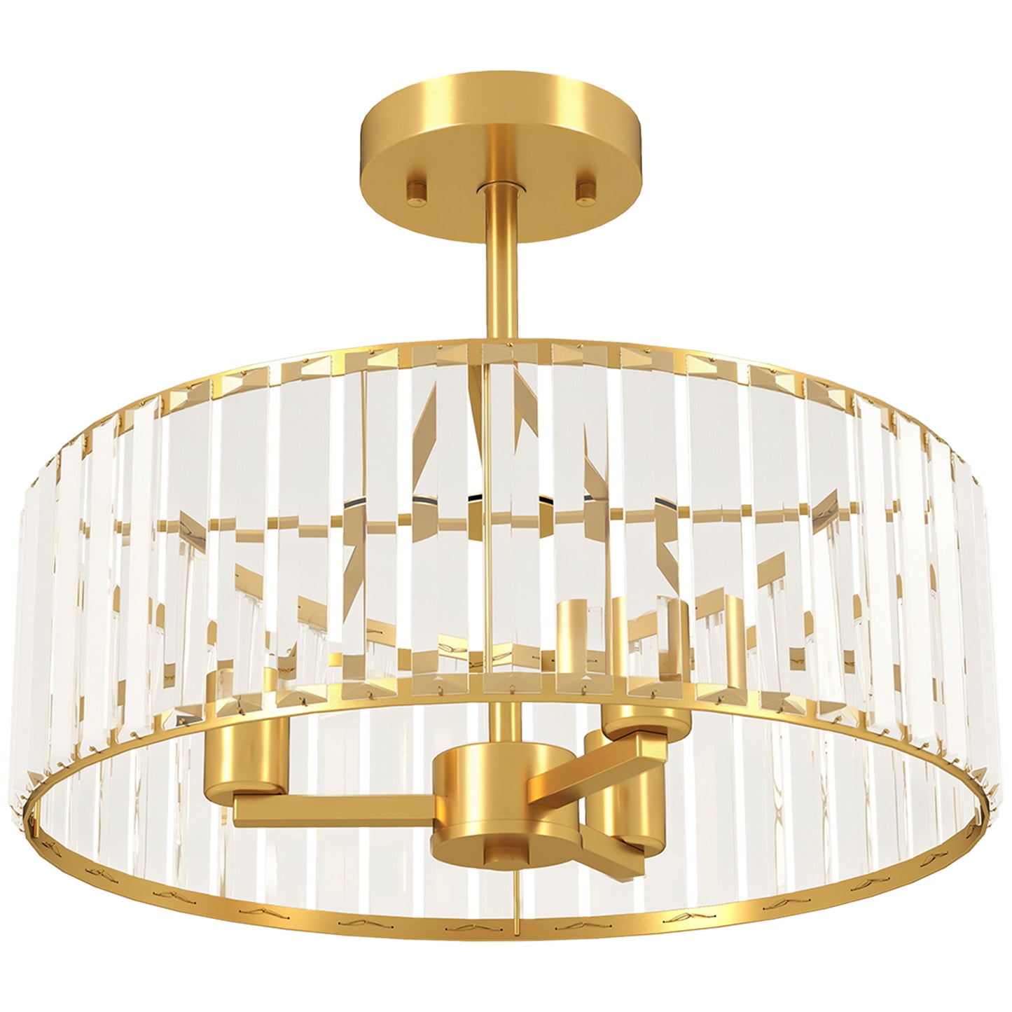 Crystal Ceiling Light Fixture, 39 cm Semi Flush Mount Modern Crystal Chandelier Ceiling Light for Living Room, Bedroom