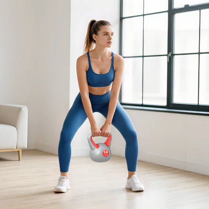 Kettlebell, 14kg Kettle Bells with Handle for Home Gym Weight Lifting and Strength Training, Red and Grey