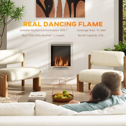 Stainless Steel Bioethanol Fire - Silver Tone