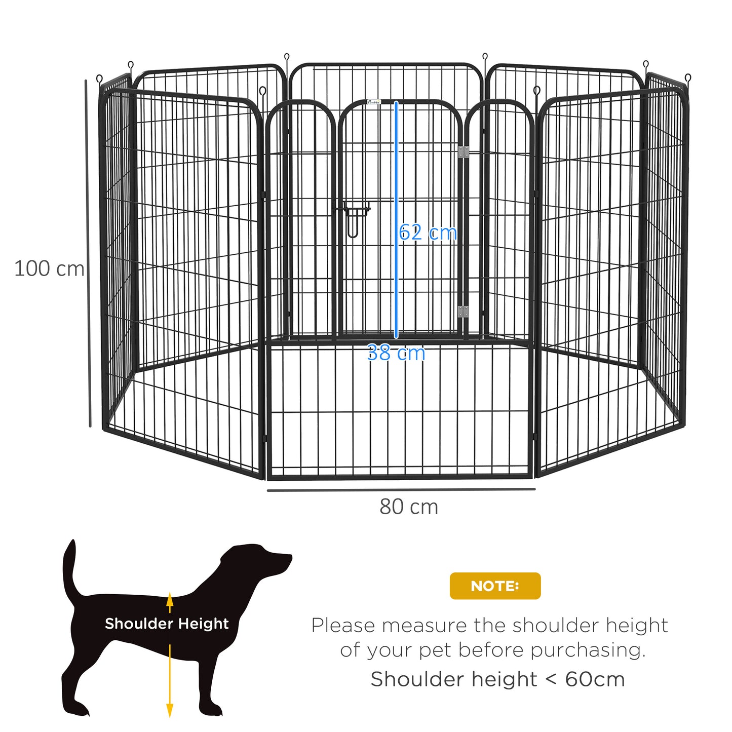 8 Panels Heavy Duty Puppy Playpen, for Large, Medium Dogs, Indoor and Outdoor Use - Black