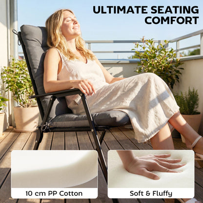 Patio Chair Cushions Set of 4, Waterproof Non-Slip Lounge Chair Cushions, 112x53cm, Dark Grey