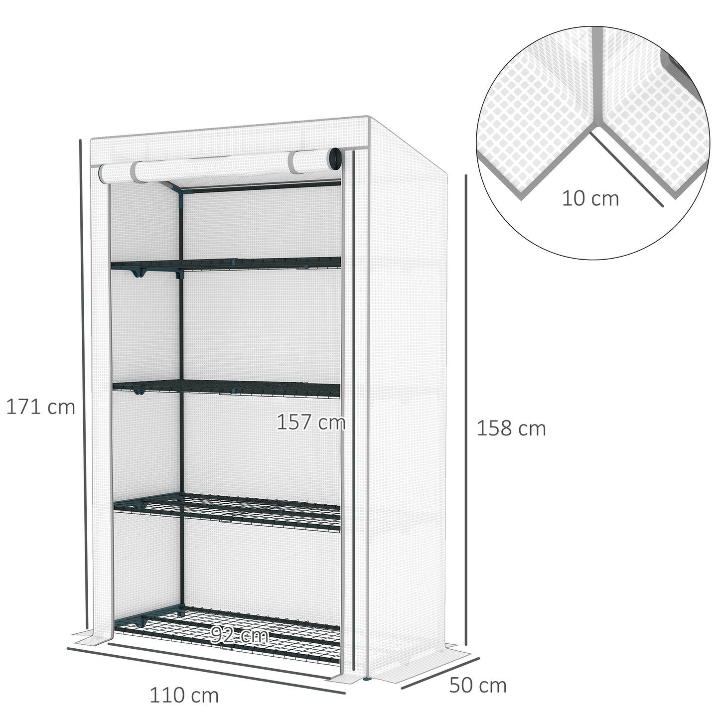 Four-Tier Mini Greenhouse - Grey/White