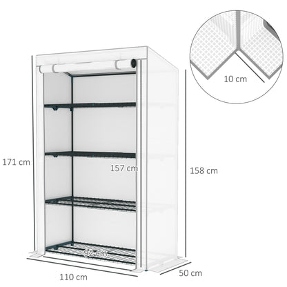 Four-Tier Mini Greenhouse - Grey/White