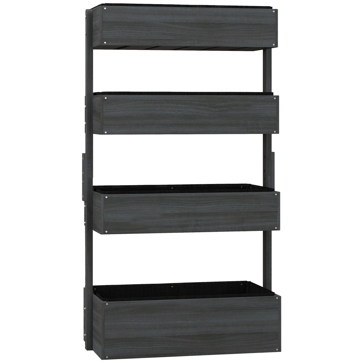 Four-Tier Basket Wooden Plant Stand - Grey