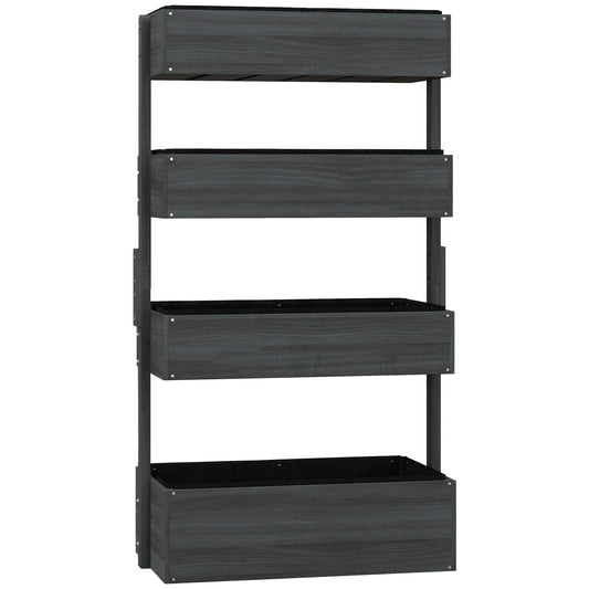 Four-Tier Basket Wooden Plant Stand - Grey