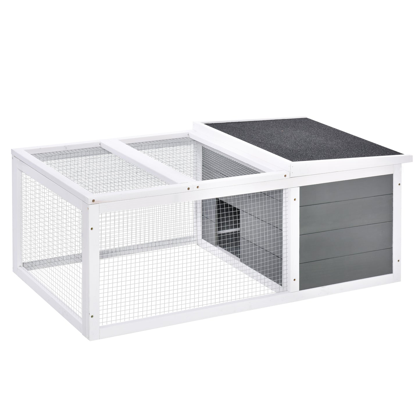 Rabbit Hutch Guinea Pig Hutch Wooden Small Animal Cage Rabbit Run Duck House with Openable Roof for Indoor Outdoor Easy to Cl
