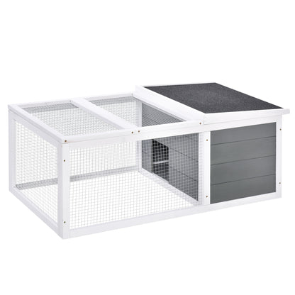 Rabbit Hutch Guinea Pig Hutch Wooden Small Animal Cage Rabbit Run Duck House with Openable Roof for Indoor Outdoor Easy to Cl