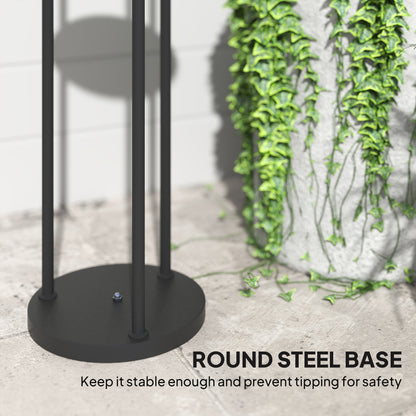Boho Rattan Floor Lamp, 3-Lights Rattan Lamp with Shelf, Freestanding Solar Garden Light with Auto On/Off Lights, Grey