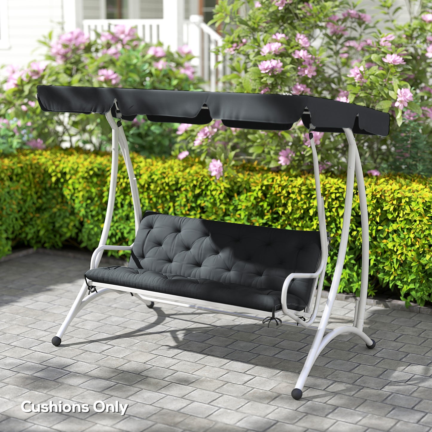 3 Seater Bench Pad, Garden Swing Chair Cushion with Back and Ties