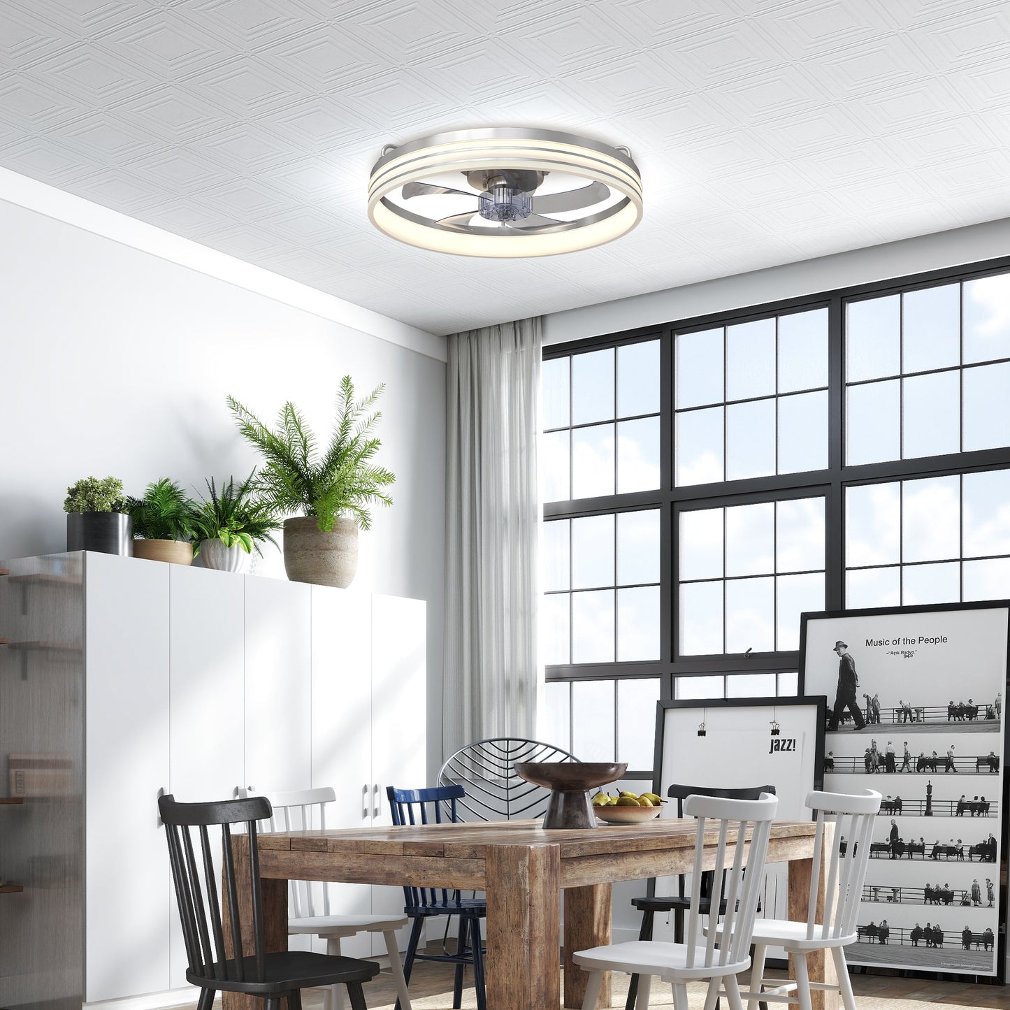 Ceiling Fans with Lights and Remote & App Control, 50cm LED Ceiling Fan Light with 3 Colour Temperatures, 6 Speed, Silver