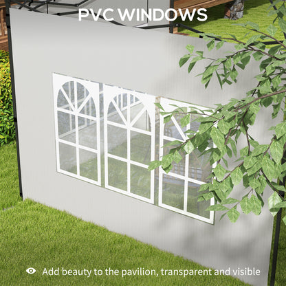 Gazebo Side Panels, Sides Replacement with Window for 3x3(m) or 3x6m Gazebo Canopy, 2 Pack, White