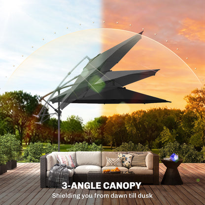 3 m Overhanging Cantilever Parasol, with Cross Base - Black