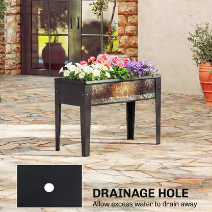 Raised Planter, Metal Raised Garden Bed on Legs with Drainage Hole and Foot Covers, Black