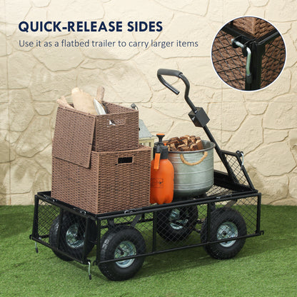 114L Steel Frame Garden Cart Trolley - Blue