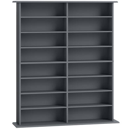 16-Compartment Media Shelf - Grey