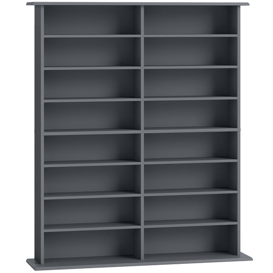 16-Compartment Media Shelf - Grey