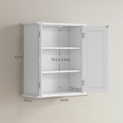Bathroom Wall Cabinet, 3-Tier Wall-Mounted Bathroom Storage Cabinet with Adjustable Shelf, White