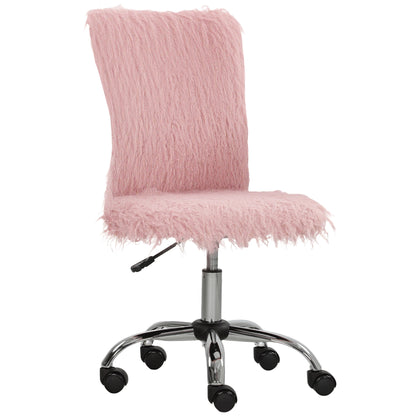 Plush Office Desk Chair, Modern Armless Swivel Vanity Chair with Adjustable Height for Home Office, Bedroom, Living Room