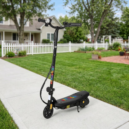Foldable Electric Scooter, with LED Lights, for Ages 7-14 Years, Black