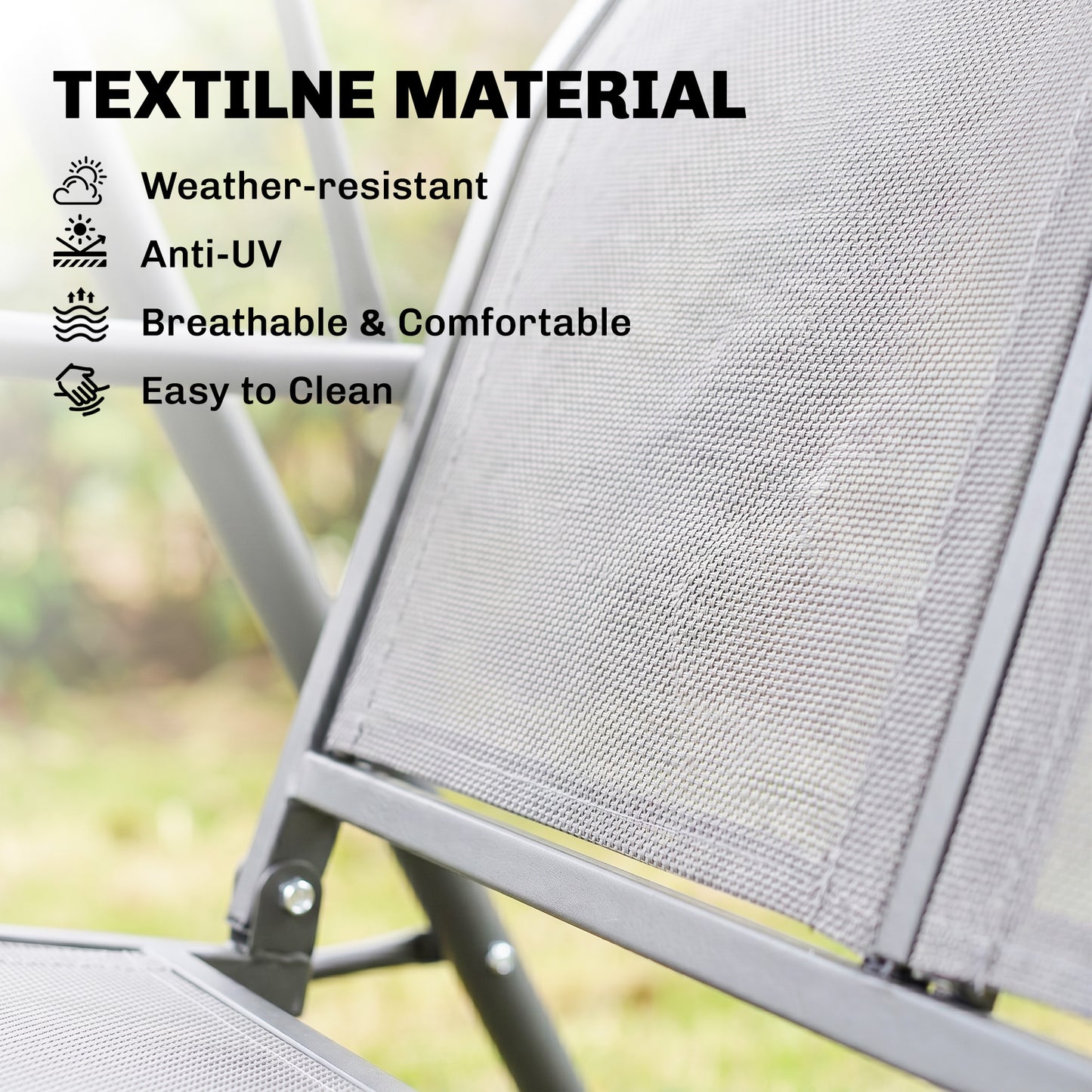 3 Seater Swing Chair, Garden Swing Bench with Adjustable Tilting Canopy