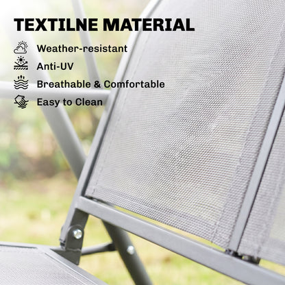 3 Seater Swing Chair, Garden Swing Bench with Adjustable Tilting Canopy