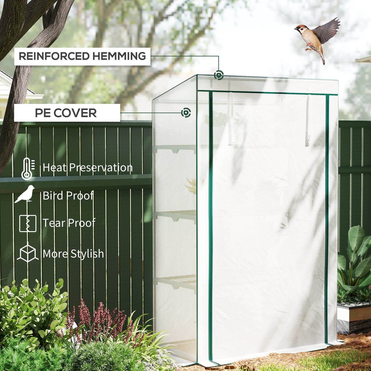 Four-Tier Mini Greenhouse - Green/White