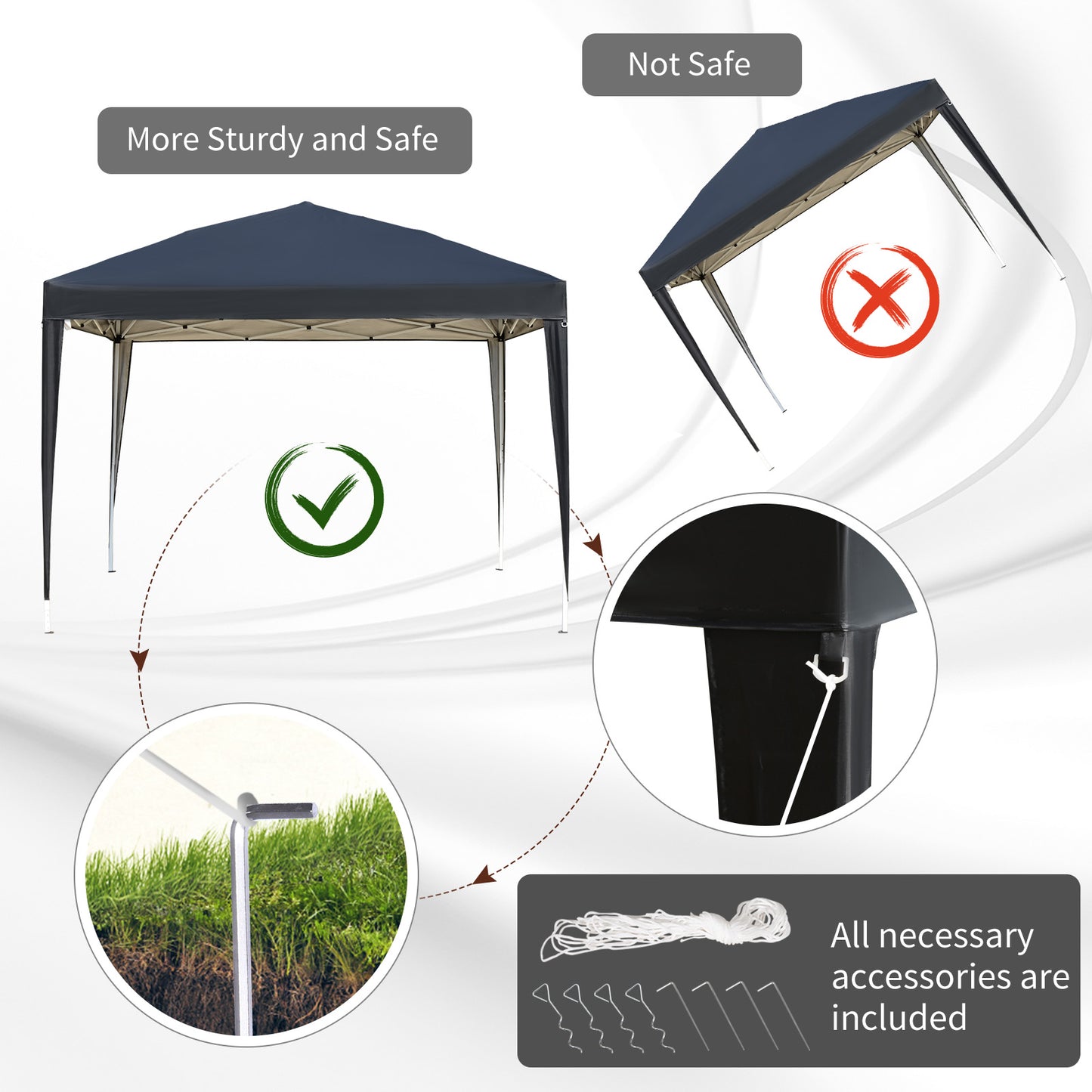 3 x 3M Garden Pop Up Gazebo Height Adjustable Marquee Party Tent Wedding Canopy with Carrying Bag, Black