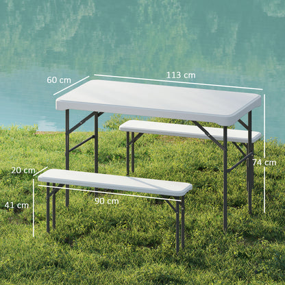 Three-Piece Folding Picnic Table and Bench Set - White
